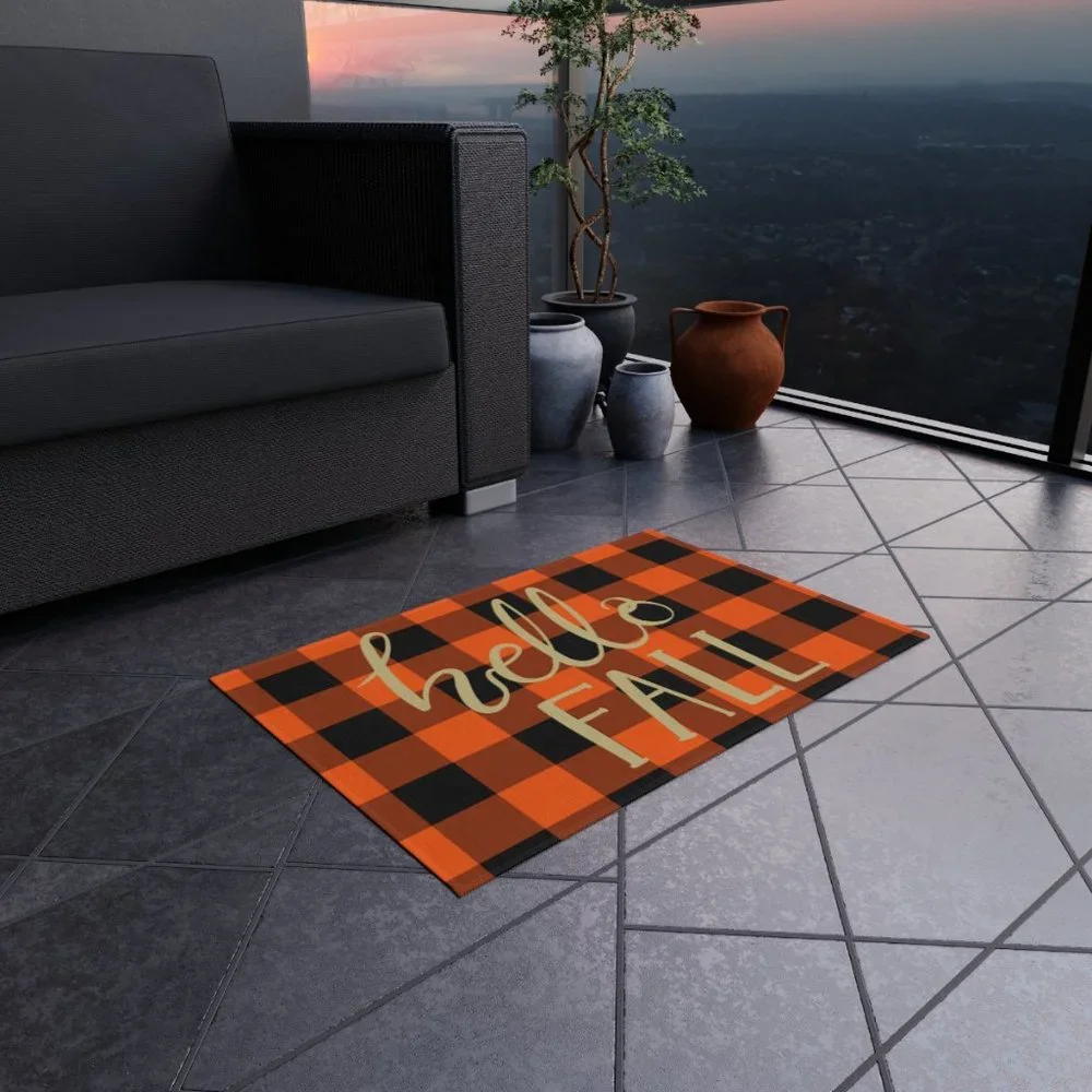 Hello Fall Outdoor Rug, Front Porch Rug, Fall Rug, Hello Fall Rug, Fall Welcome - Picture 4 of 4